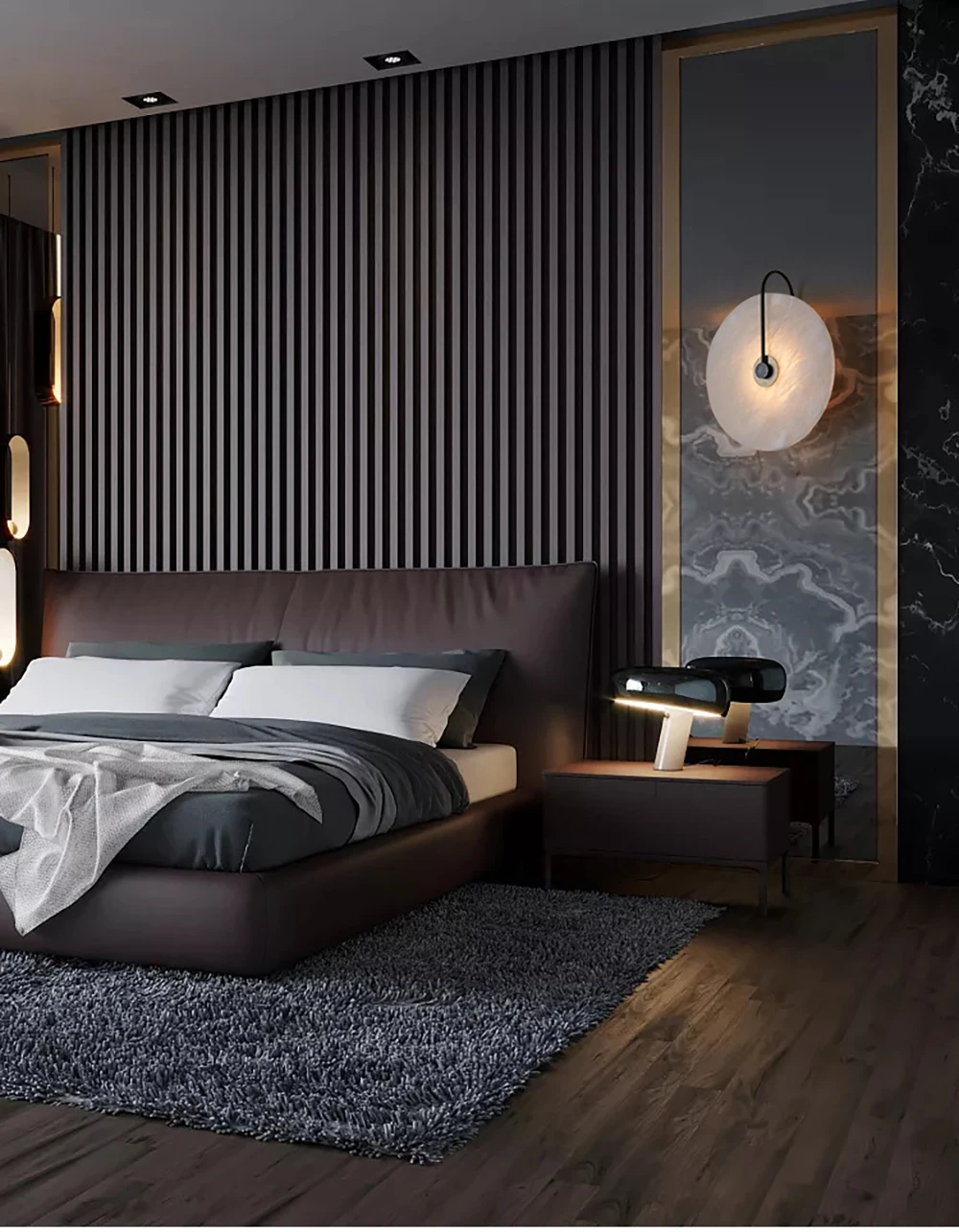 Natural Marble Round Wall Lamp