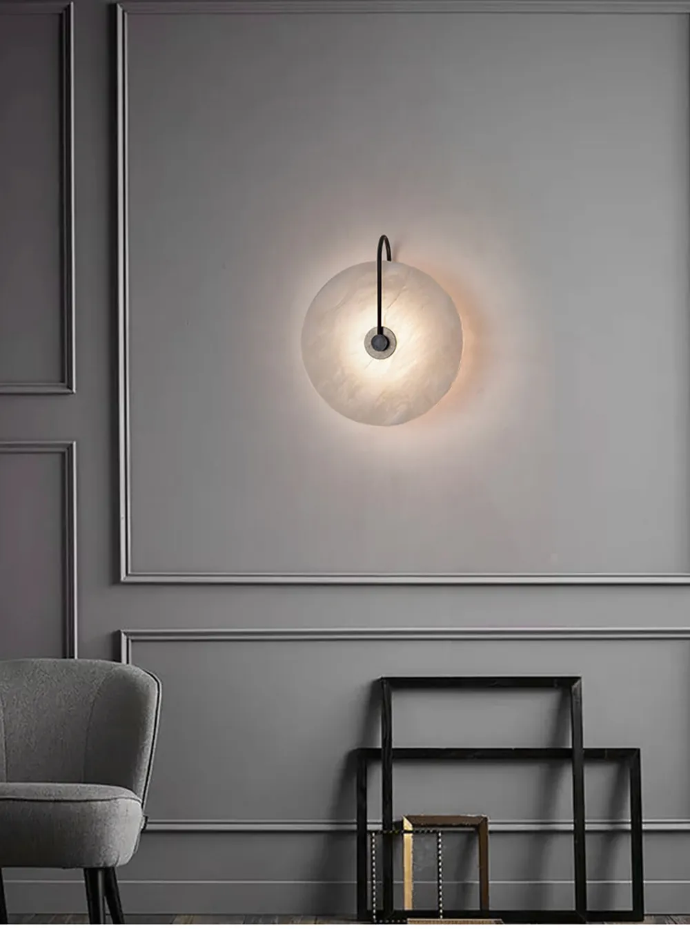 Natural Marble Round Wall Lamp