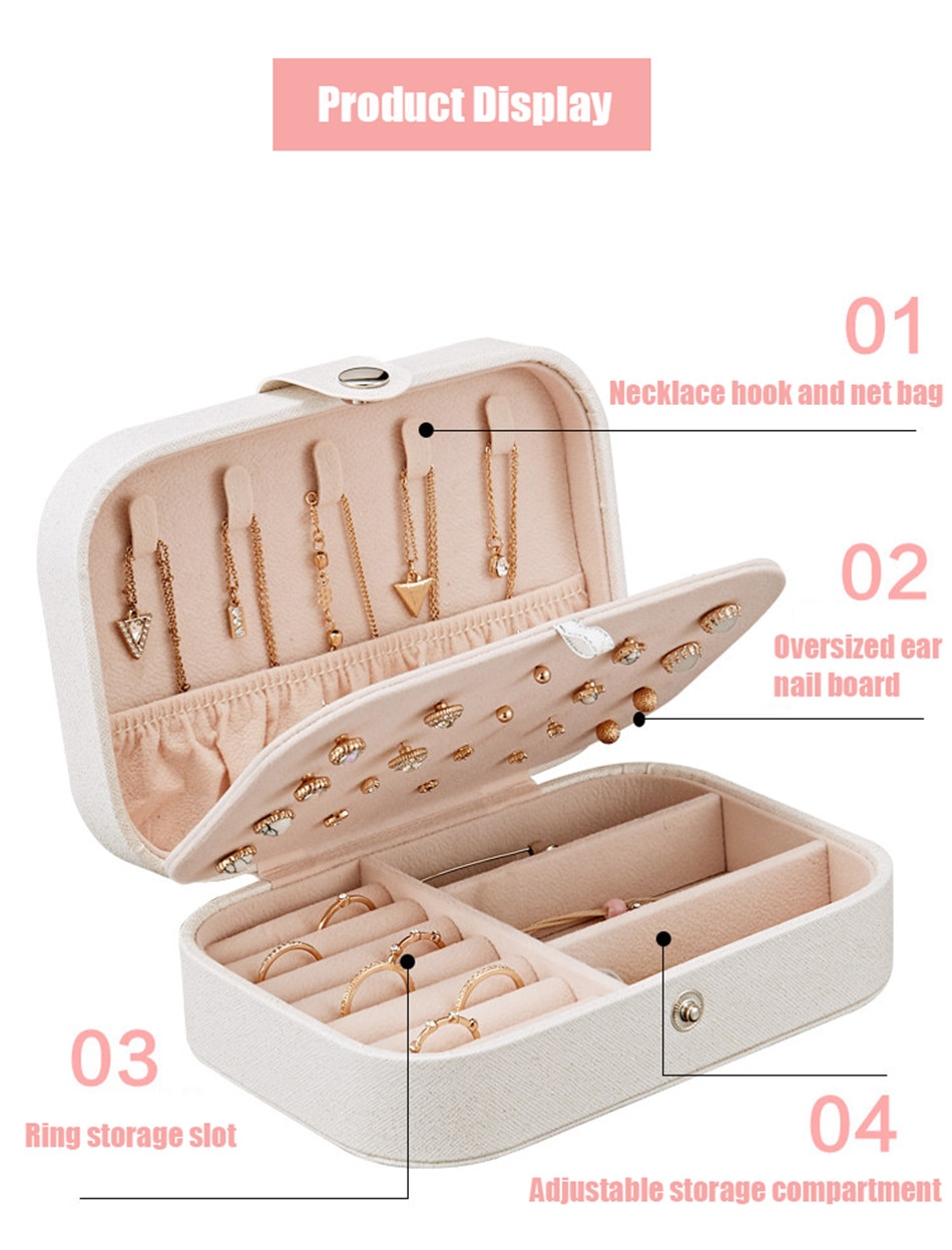 Portable PU Leather Jewelry Storage Box