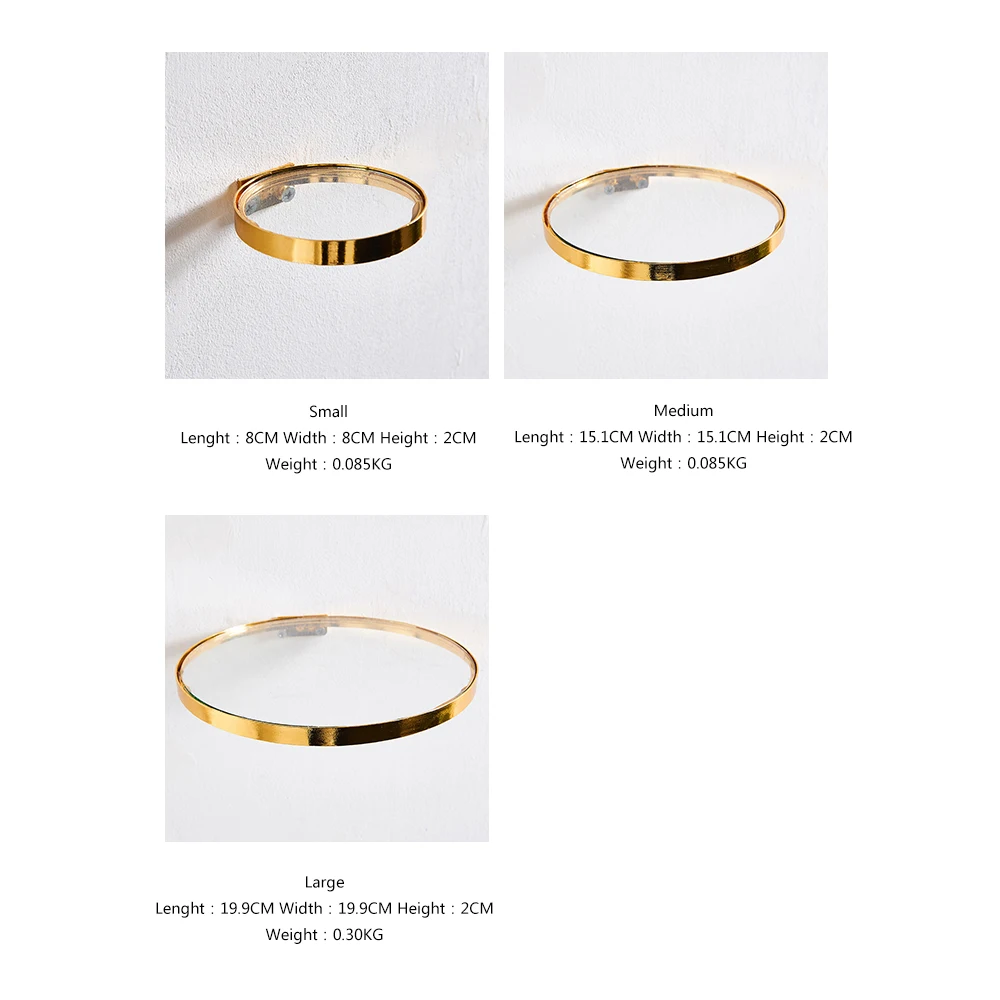 Glass Wall Shelf with Gold Rim