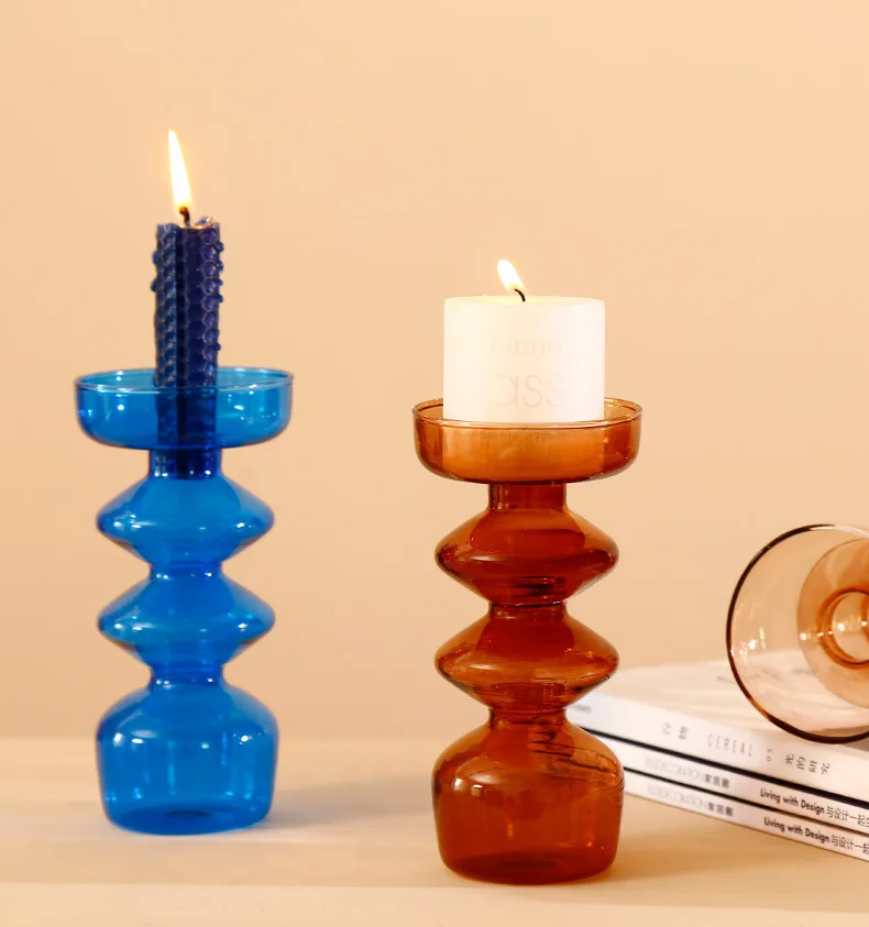 Transparent Tapered Glass Candle Holder
