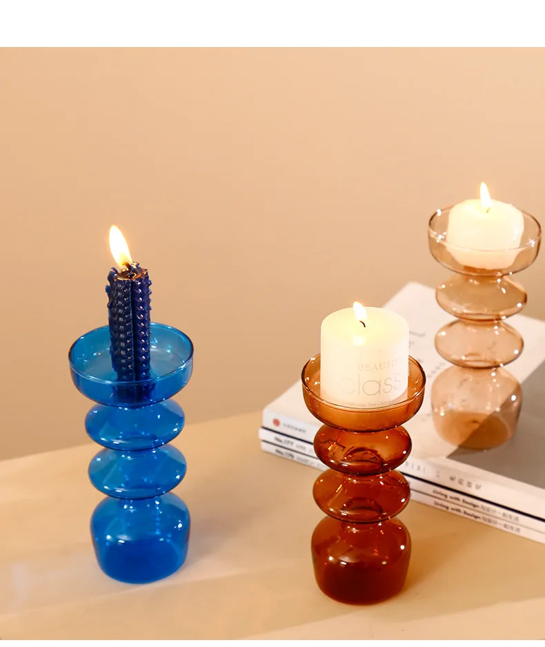 Transparent Tapered Glass Candle Holder