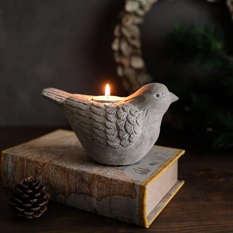 Concrete Bird Shape Candle Holder