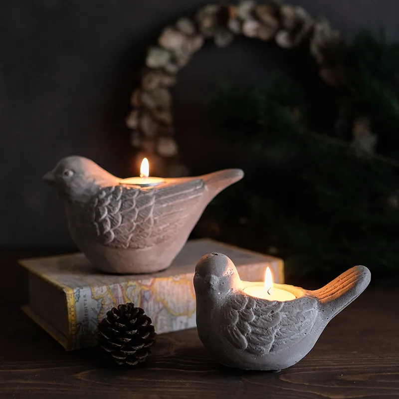 Concrete Bird Shape Candle Holder