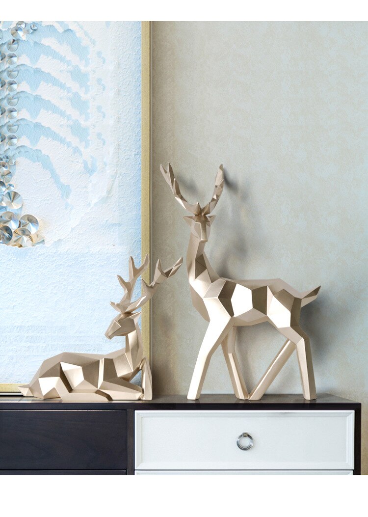 Abstract Deer Figurines Pair