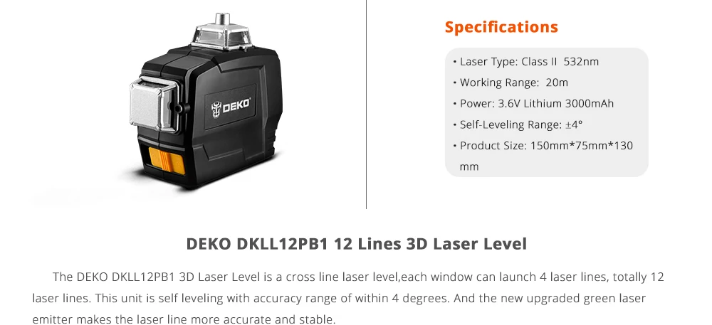 Auto Self-Leveling 3D Green Laser