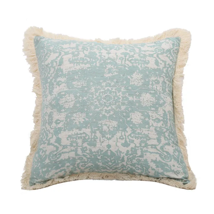 Vintage Patterned Cushion Cover with Fringe
