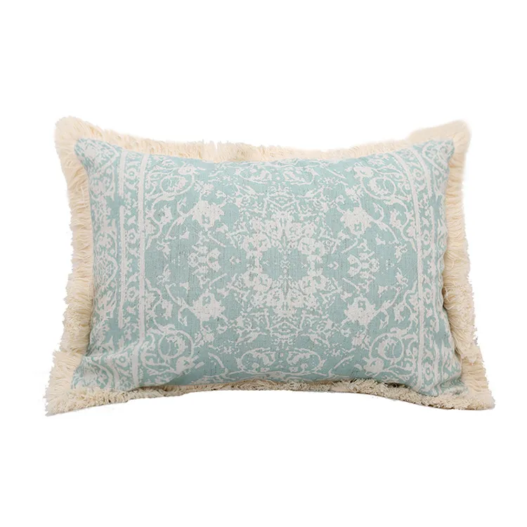 Vintage Patterned Cushion Cover with Fringe