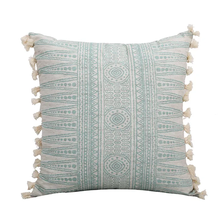 Vintage Patterned Cushion Cover with Fringe