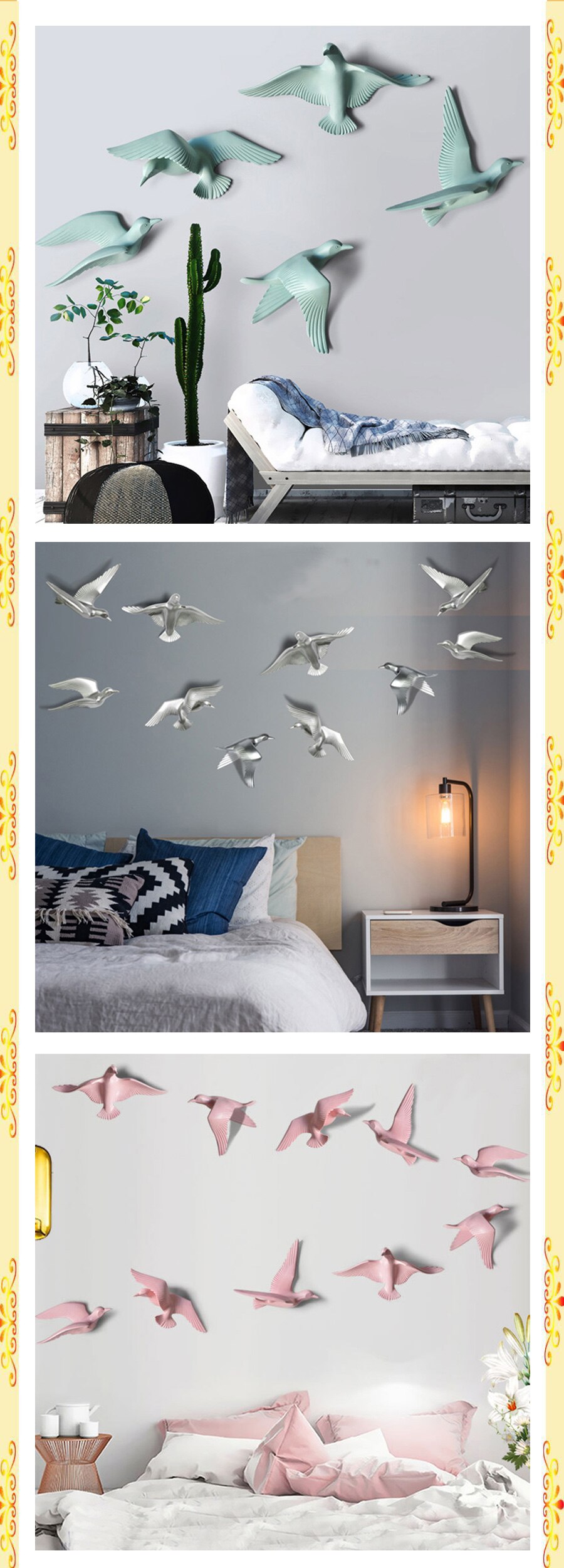 3D Birds Wall Stickers 5 Pcs Set