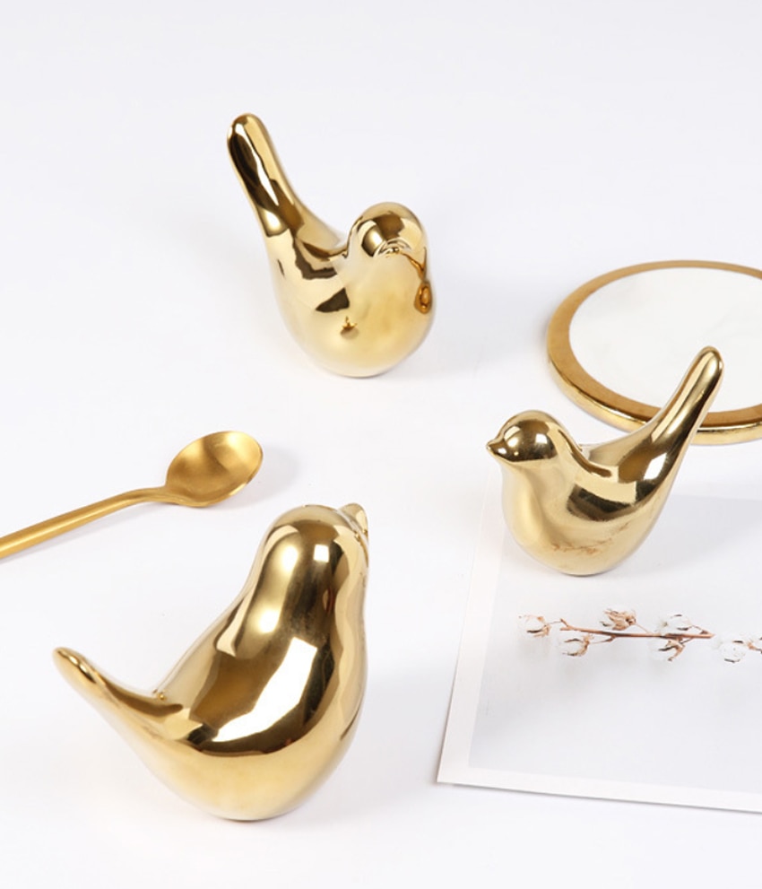 Gold Color Bird Figurine