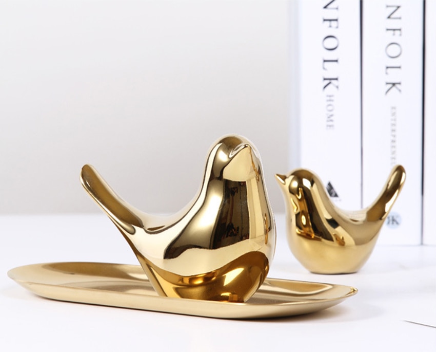 Gold Color Bird Figurine