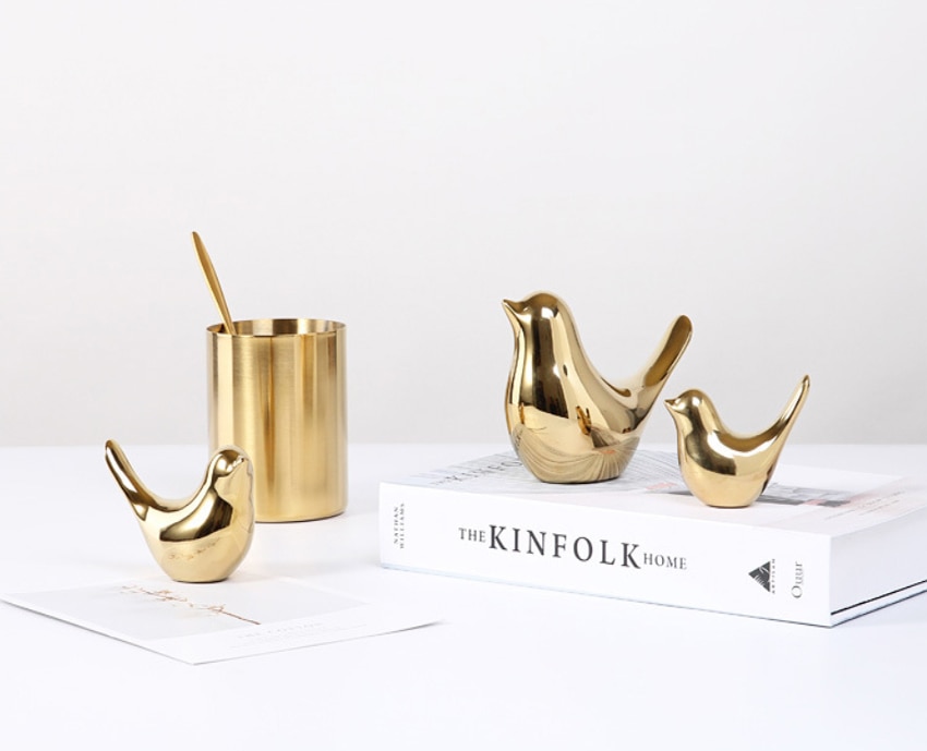 Gold Color Bird Figurine