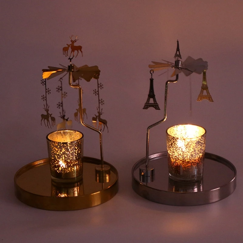 Rotating Romantic Metal Candle Holder