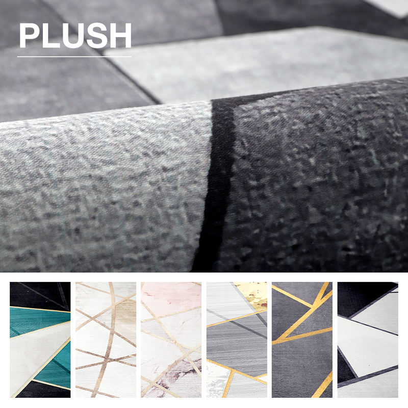 Velvet Geometric Carpet for Bedroom