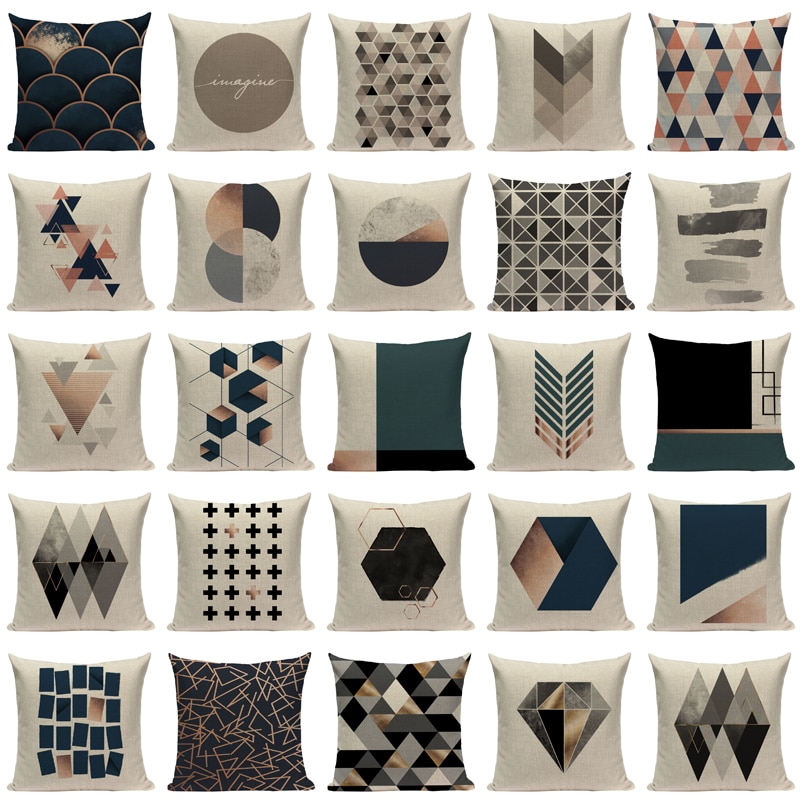 Geometric Black & Blue Cushion Cover