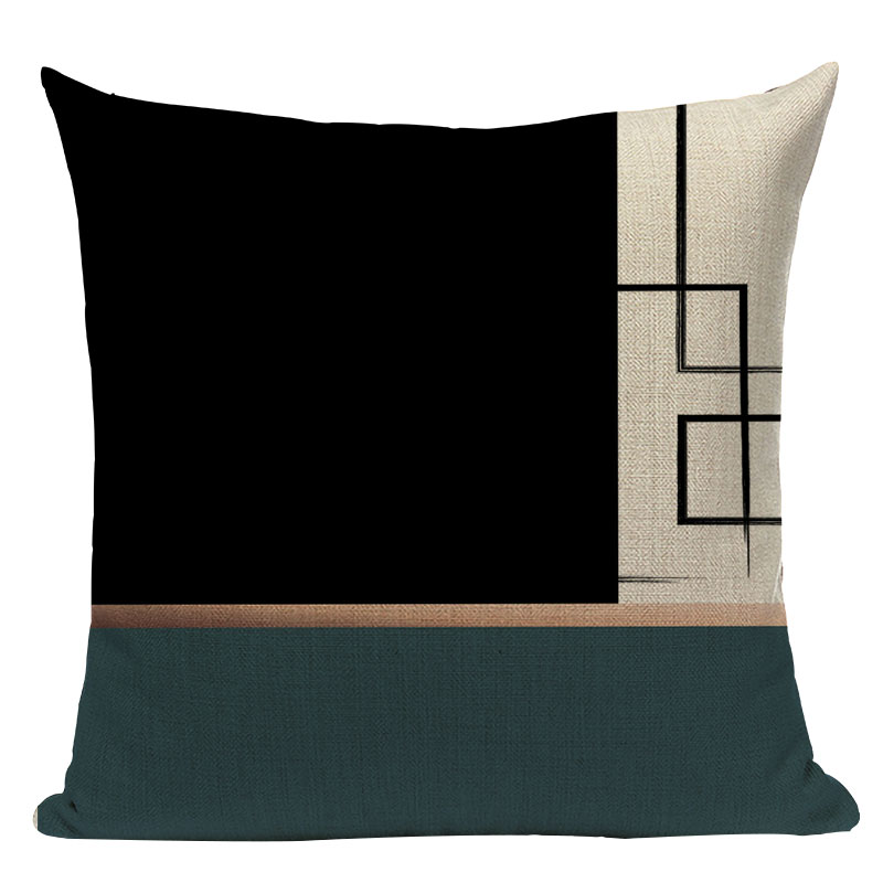 Geometric Black & Blue Cushion Cover