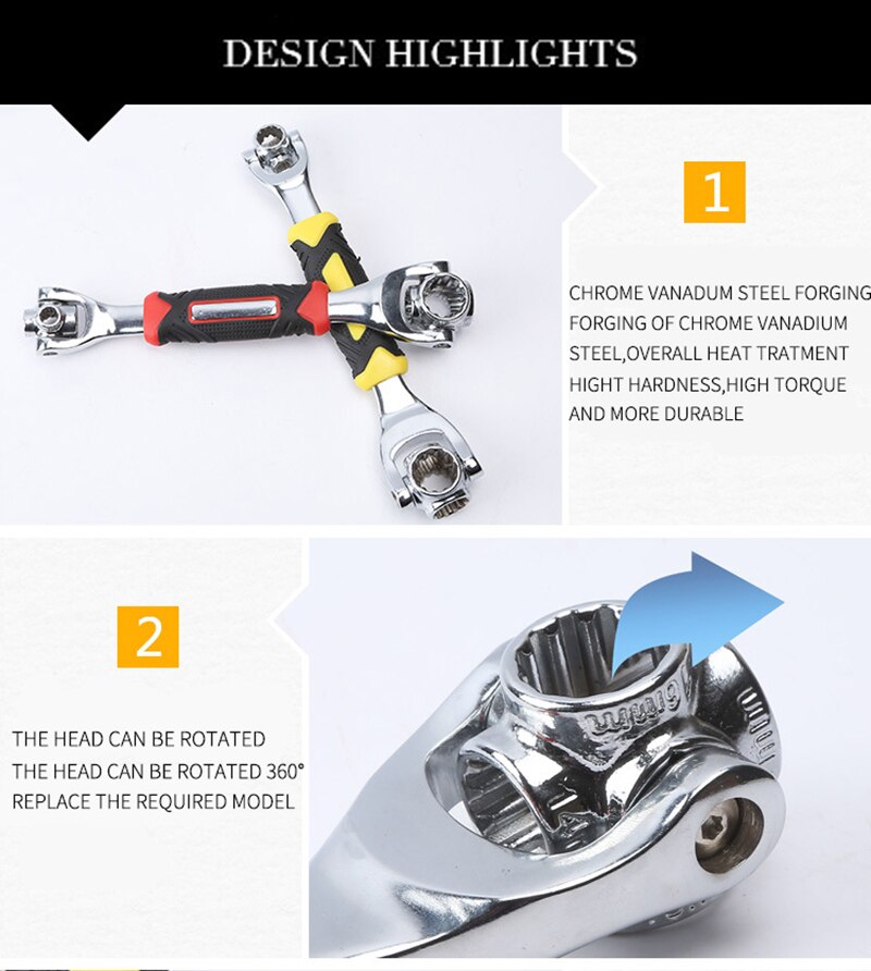 Universal Socket Wrench with Spline Bolts